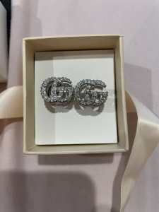 Gucci GG Crystal Mono Silver Earrings