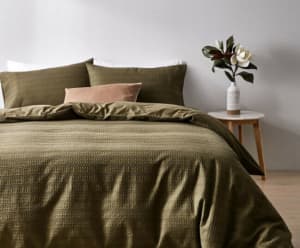 Olive Green Queen Size Cotton Quilt Cover Set