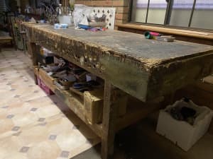 Vintage Carpenter Work Bench with Vice