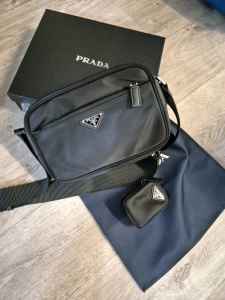 Prada black shoulder carrying bag with mini pocket bag