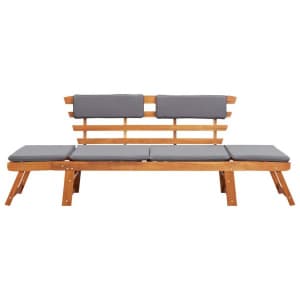 2-in-1 Garden Daybed with Cushion - 190 cm Solid Acacia Wood