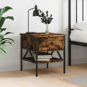 Bedside Table Smoked Oak 40x42x45 cm Engineered Wood...