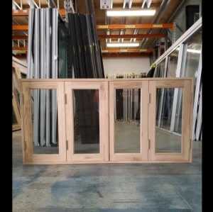 Bifold Window - 900h x 1800w Solid Mindi H/wood 4 Panel New 44749