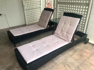 SUN LOUNGES x2 - Sold as pair