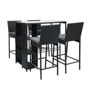 Outdoor Bar Set Table Stools Furniture Dining Chairs Wicker Patio Gard