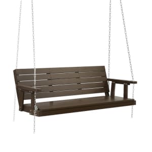 Outdoor 3-Seater Porch Swing Chair Wooden Brown