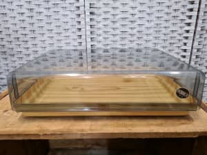 Vintage Robex faux wood plastic tray lid show tray Italy