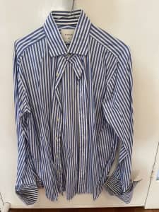 MJ Bale Blue and White Striped Shirt Size 41 (L)