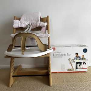 Stokke Tripp Trapp Chair, with tray, cushion, & newborn attachment