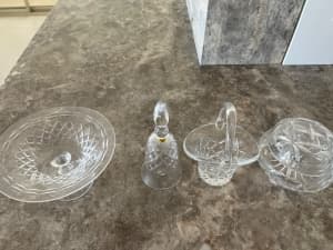 Crystal bowls and a bell excellent cond $10 each