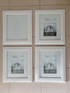 4 white wood timber photo frames, eco friendly 