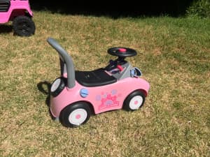 Pink car baby walker