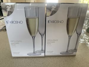 Krosno champagne glasses x 4 Brand New in box opulence szampan flute