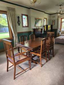 Antique Walnut Table and Chairs with Cane Inserts