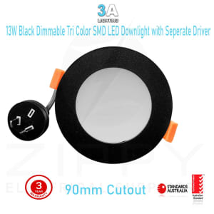 13W Black Tri Color Dimmable SMD LED Downlight with Separate Driver 