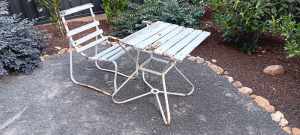 1970s RETRO OUTDOOR TABLE AND CHAIR 