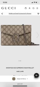 Gucci Dionysus wallet on chain new