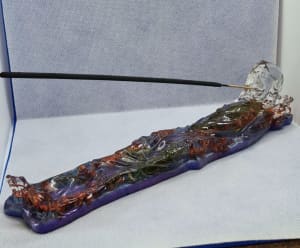 Resin Crypt Incense Burner imbedded with Dried Flowers