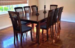 Wooden dining table with 8 matching chairs $360 pick up