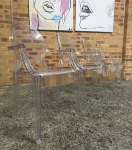PHILIPPE STARCK REPLICA TRANSPARENT LOUIS GHOST CHAIRS (SET OF 4)