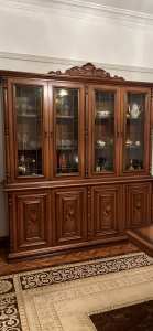 Solid Wood Display Cabinet With Glass Doors / Buffet