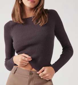 Perfect Stranger Knit Brown Top