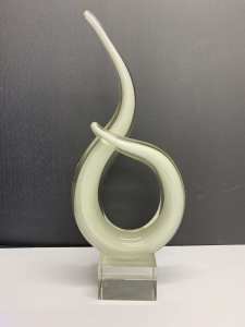 White Art Glass Spiral. Perfect condition. 38cm H