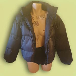 DAZIE oversize black hooded puffer jacket small