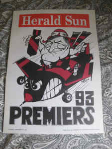 Essendon FC WEG 1993 Premiership Poster - ORIGINAL / Authentic
