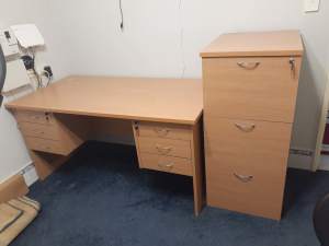 For Sale Beach Office Study Desk with Draws and Matching Lockable 3 Dr