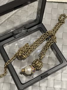 Louis Vuitton Dice Color Stones Necklace Pendant Gold 42cm Free Shipping