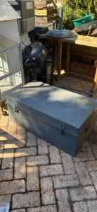 Old grey steel sea chest