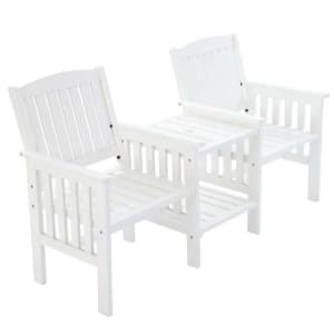 Garden Furniture Loveseat Integrated Seats Bench White or Brown