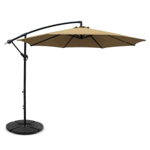 3M Umbrella with 48x48cm Base Outdoor Cantilever Sun Beach Garden Patio Beige