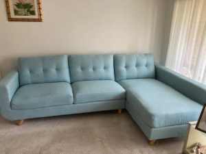 Scandi 3 seater & chaise lounge suite - Mint green.