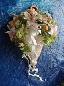 Wedding -White Lace Parasol Florist Bouquet -Artificial Floral Arrange