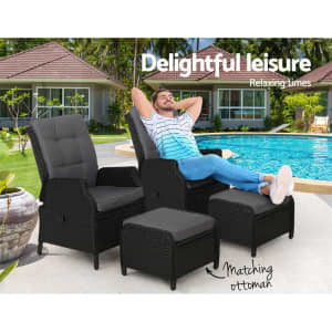 Patio Furniture  Gardeon Recliner Chairs Sun lounge Outdoor Setting