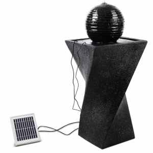 Solar Powered Fountain with LED Lights Twist Design Indoor Outdoor Decor Black