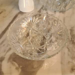 Various cut crystal bowls and plates