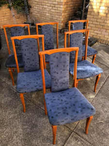 50$ for all - A Set of Six Retro Vintage Burgess Teak Dining Chairs