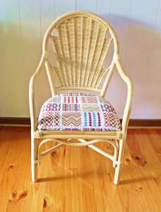 Vintage Cane Chair - NEW Tapestry upholstery