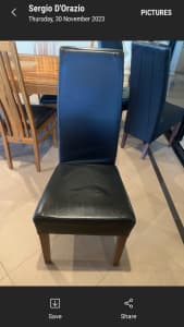 Dining chairs. High back black leather x 6