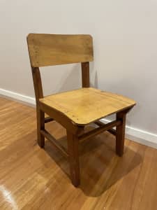 Rustic wooden school chair