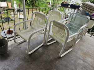Retro tubular patio pool chairs