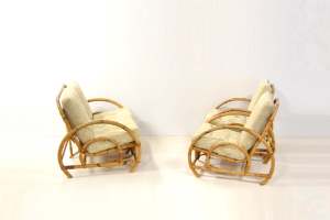 PAIR Vintage Cane Lounge Armchairs. Frankl Pretzel style. Art Deco
