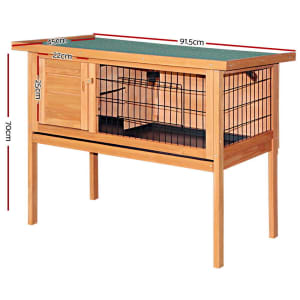 Rabbit Hutch Wooden Timber Guinea Pig Cage Pet Outdoor House W/ Hinged Lid