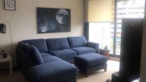 L shaped Custom sofa with matching ottaman