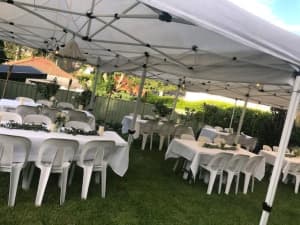 $1.25c chairs hire, $39 marquees hire, $6 tables hire, props balloons 