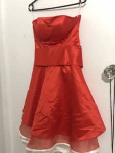 Custom made Red Satin formal evening dress