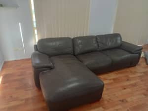 3 Seater Black Leather Chaise Lounge. VERY COMFORTABLE.
